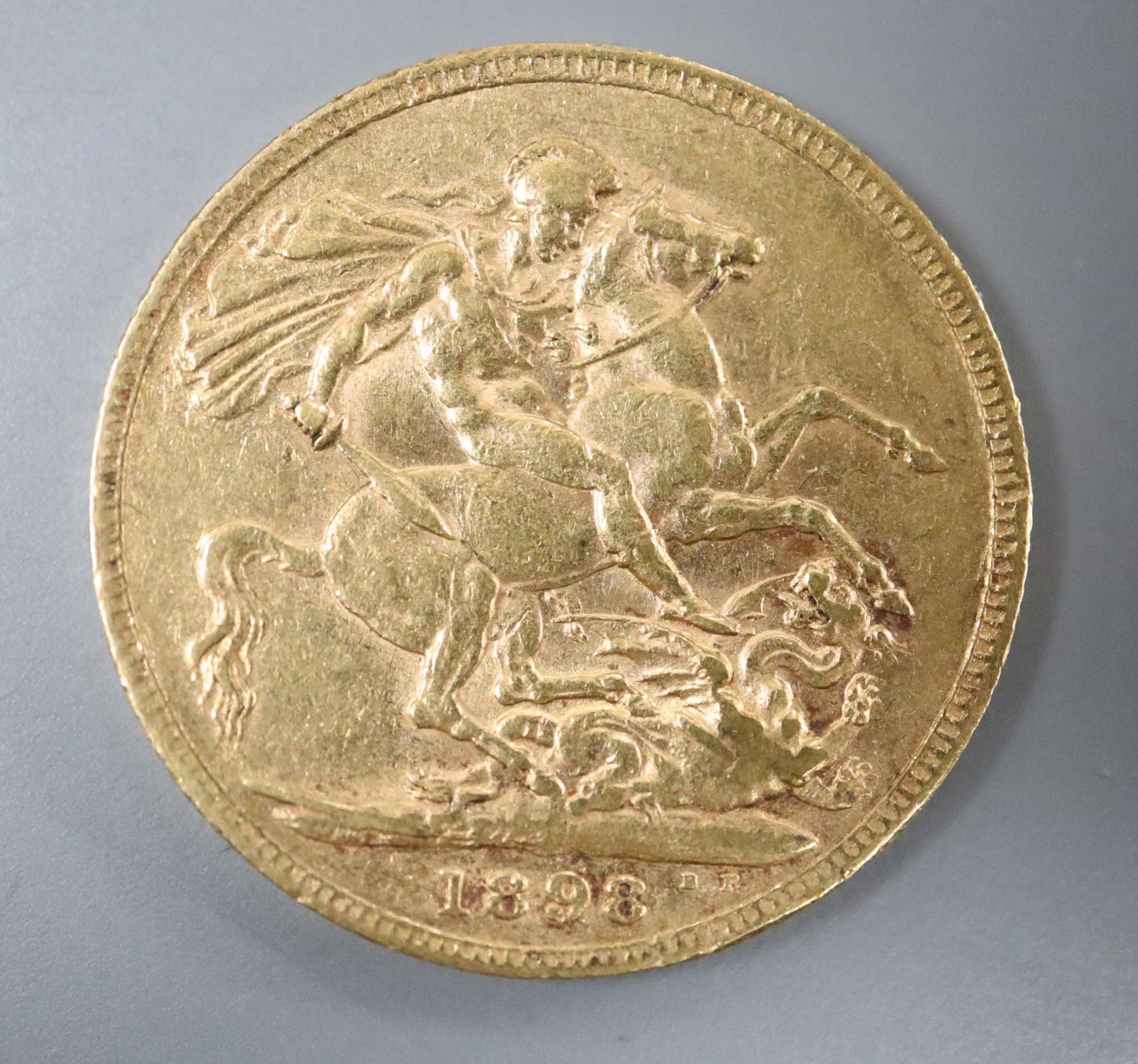 A Victorian 1898 gold sovereign, F/VF